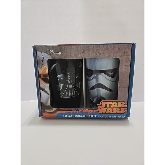 STAR WARS DISNEY COLLECTIBLES GLASSWARE DRINK GLASS MUGS 16OZ GIFT SET - Picture 1 of 9